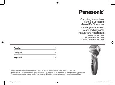 Panasonic ES-LA63 Rechargeable Shaver Operating Instructions - cover page