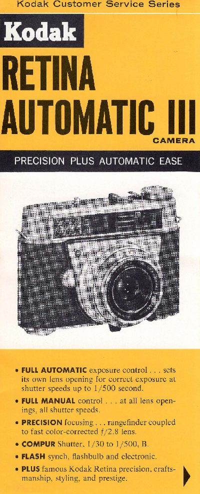 Kodak Retina Automatic III Camera Product Leaflet - cover page