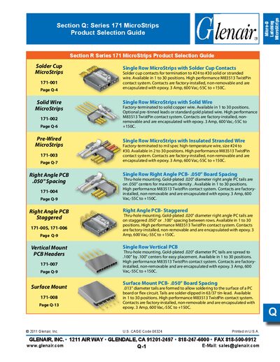 Glenair Series 171 MicroStrips Product Selection Guide - cover page
