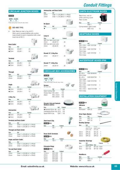 MITA Circular Junction Boxes Product Leaflet - cover page