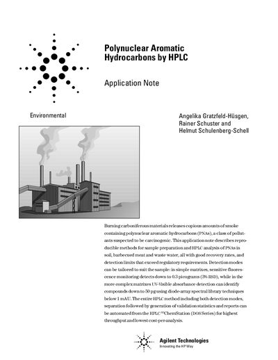 Agilent Polynuclear Aromatic Hydrocarbons by HPLC Application Note - cover page