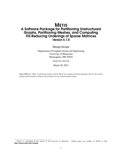 University of Minnesota METIS 5.1.0 User Manual