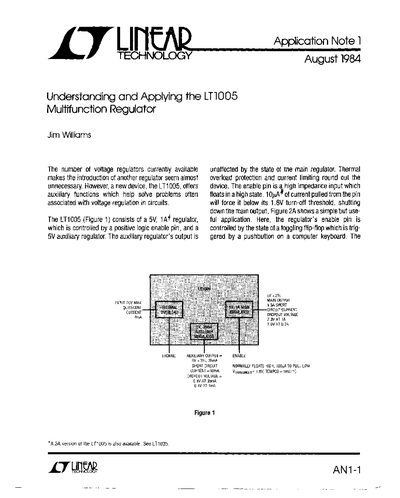 Linear Technology LT1005 Multifunction Regulator Application Note 1 - cover page