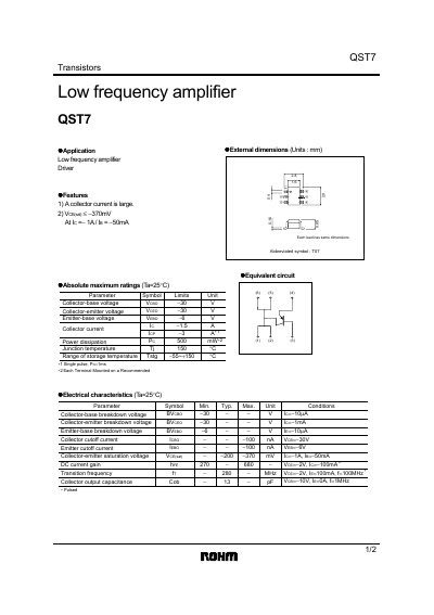 ROHM QST7 Transistor Datasheet - cover page