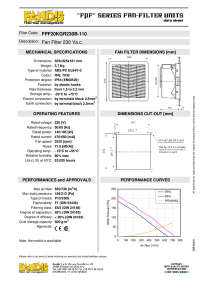 FPF20KGR230B-110 Fan Filter Product Leaflet - cover page