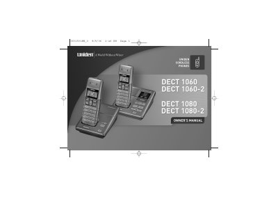 Uniden DECT 1060/1060-2/1080/1080-2 Cordless Phone Owner's Manual - cover page