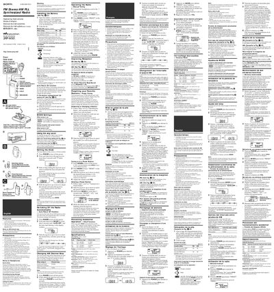 Sony SRF-M95 FM/AM Radio User Manual - cover page