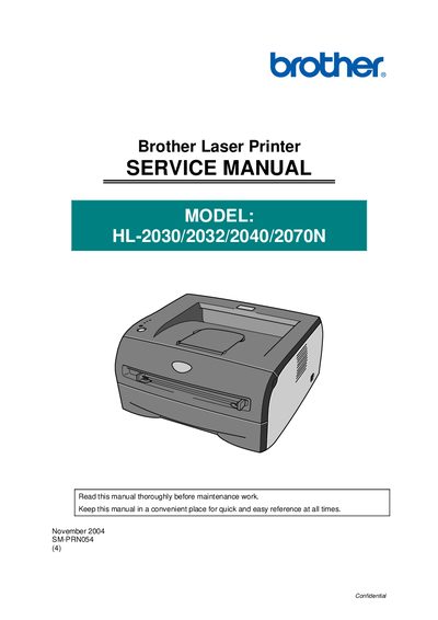 Brother HL-2030/2032/2040/2070N Service Manual - cover page