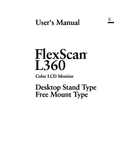 EIZO FlexScan L360 Color LCD Monitor User Manual - cover page