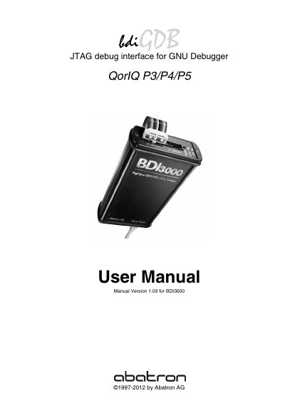 JTAG debug interface for GNU Debugger QorIQ P3/P4/P5 User Manual - cover page
