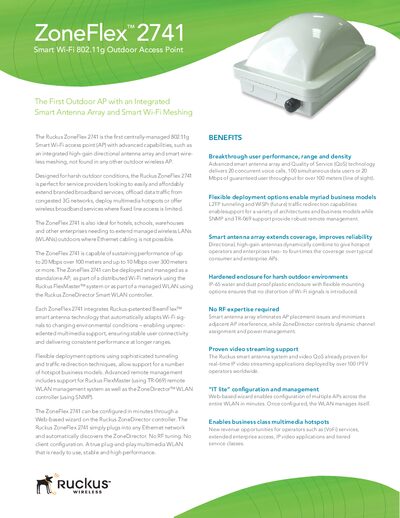 Ruckus ZoneFlex 2741 Outdoor Access Point Specification Sheet - cover page