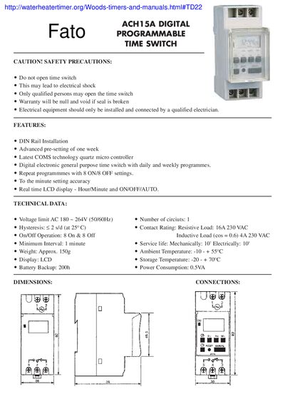Fato FatoFFACH15A Digital Programmable Time Switch User Manual - cover page