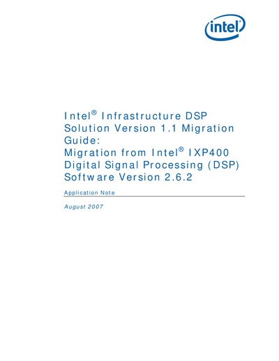 Intel Infrastructure DSP Solution Version 1.1 Migration Guide - cover page