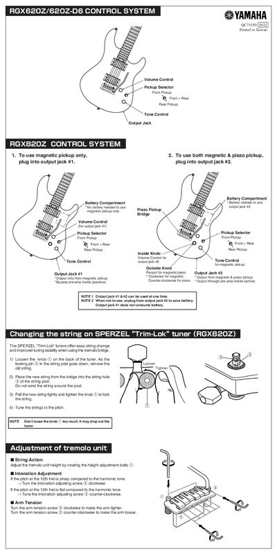 Yamaha RGX620Z/620Z-D6 Control System User Manual - cover page