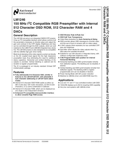 National Semiconductor LM1246 Datasheet - cover page