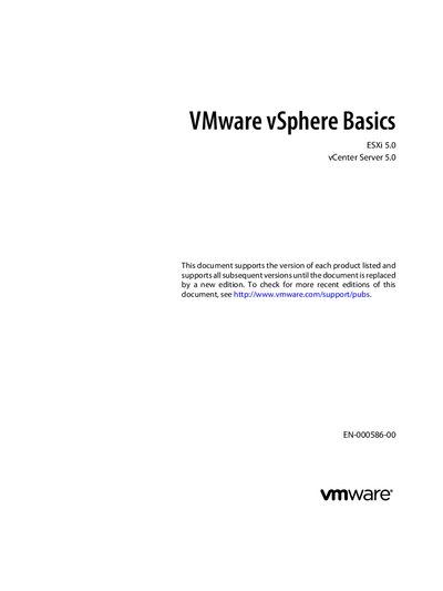 VMware ESXi 5.0 and vCenter Server 5.0 Basics User Guide - cover page