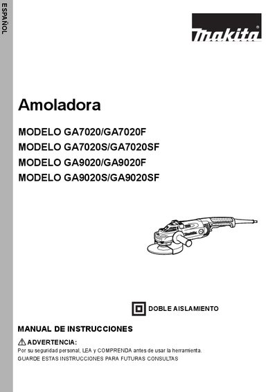 Makita GA7020/GA7020F Angle Grinder Instruction Manual - cover page
