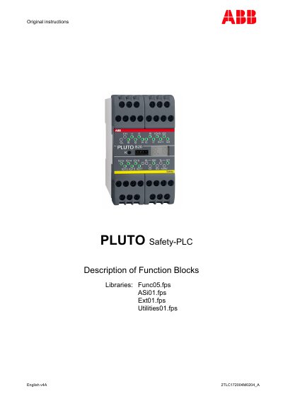 Pluto 2TLC172004M0204_A Safety-PLC Function Block Library Manual - cover page
