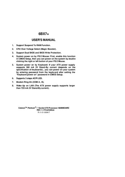 GA GA-6BX7+ Mainboard User Manual - cover page