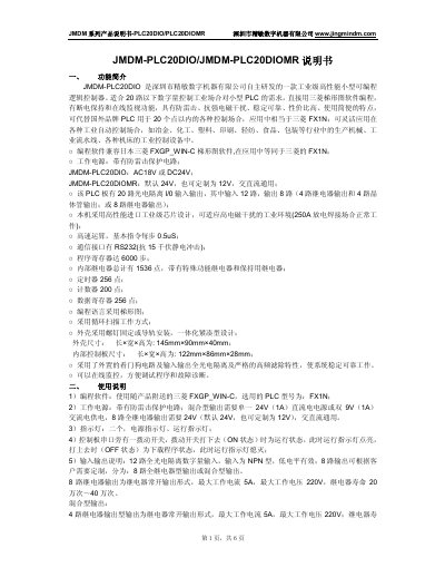 Jingmin JMDM-PLC20DIO/JMDM-PLC20DIOMR User Manual