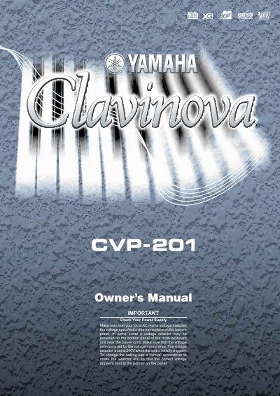 Yamaha CVP-201 Reference Booklet - cover page