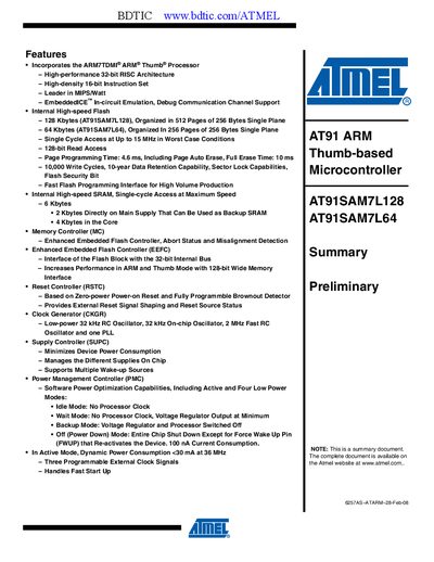 Atmel AT91SAM7L64 Handbook