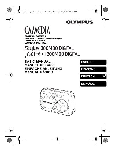 OLYMPUS DIGITAL CAMERA stulus300 400 BASIC MANUAL