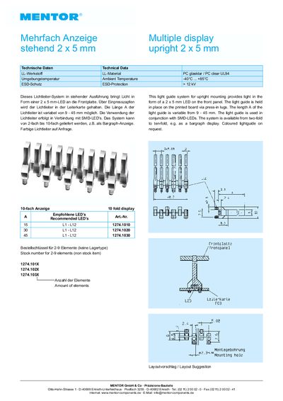 Mentor Multiple Display Upright 2 x 5 mm Product Data Sheet - cover page