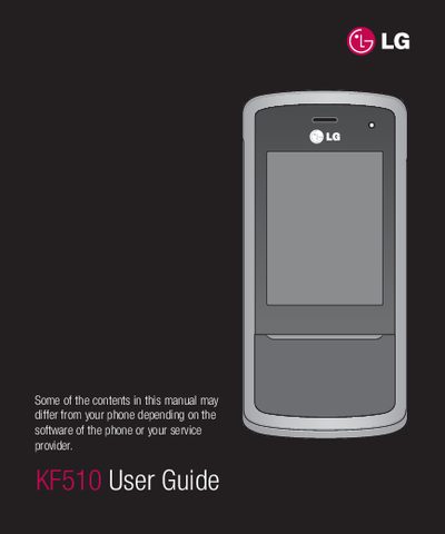 LG KF510 Phone User Guide - cover page