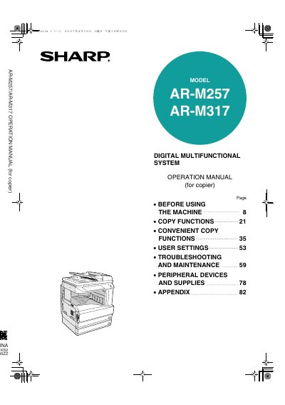 Sharp AR-M257/AR-M317 Digital Multifunctional System Operation Manual