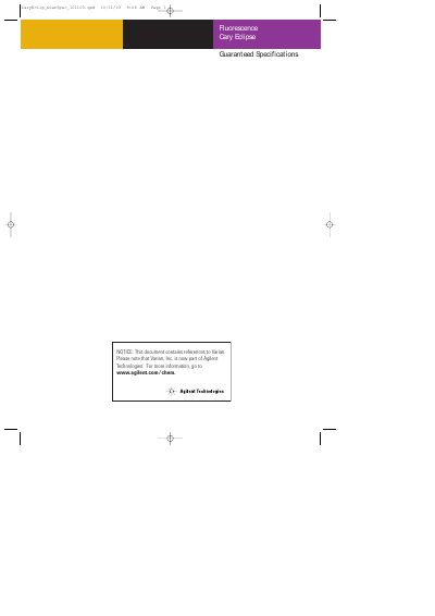 Agilent Cary Eclipse Fluorescence Spectrophotometer Guaranteed Specifications Manual - cover page