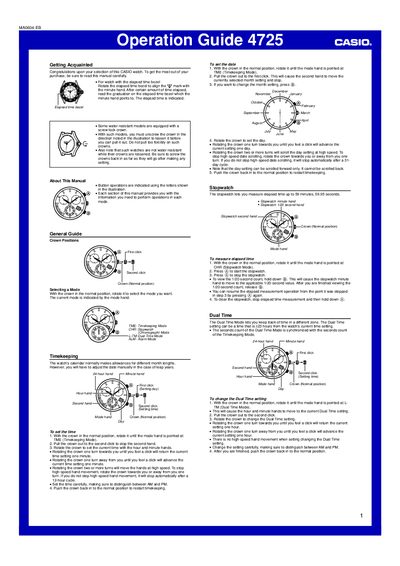 Casio 4725 Operation Guide - cover page