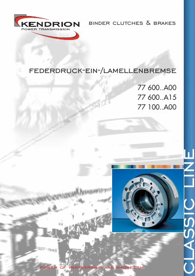 BINDER 77 600..A00 77 600..A15 77 100..A00 technology data - cover page