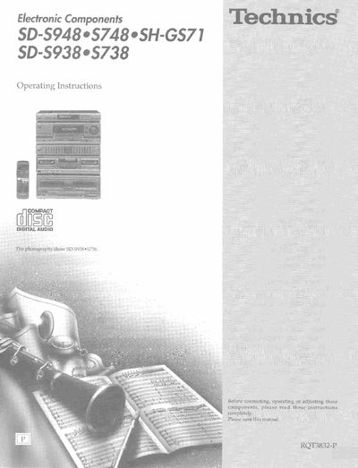 Technics SD-S948/S748/SH-GS71 SD-S938/S738 Manual - cover page
