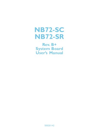 NB72-SC / NB72-SR Motherboard User Manual - cover page
