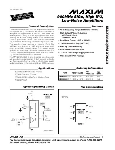 Maxim Integrated MAX2642/MAX2643 Datasheet - cover page