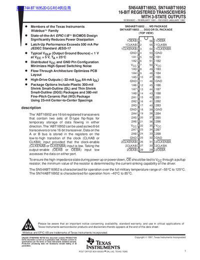 TEXAS INSTRUMENTS SN54ABT16541 SN74ABT16541A 16-BIT BUFFERS/DRIVERS WITH 3-STATE OUTPUTS handbook - cover page