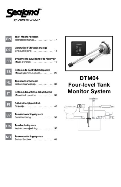 Dometic DTM04 Four-level Tank Monitor System Instruction Manual - cover page