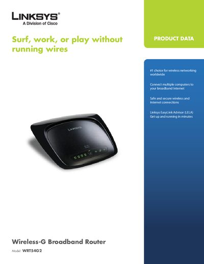Linksys WRT54G2 Wireless-G Broadband Router User Manual - cover page