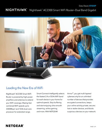 Netgear R7000P AC2300 Smart WiFi Router Data Sheet - cover page