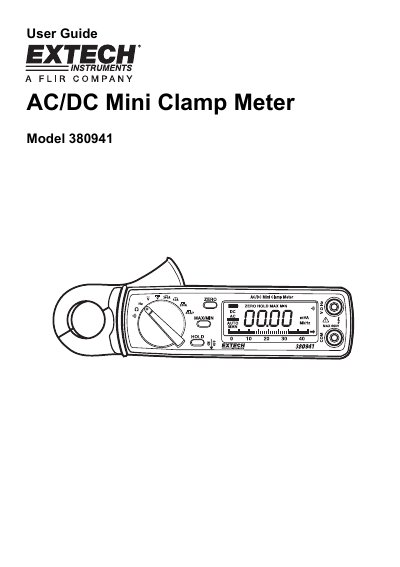 Extech 380941 AC/DC Mini Clamp Meter User Guide - cover page