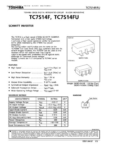 THSHIBA TC7S14F TC7S14FU Manual(2) - cover page
