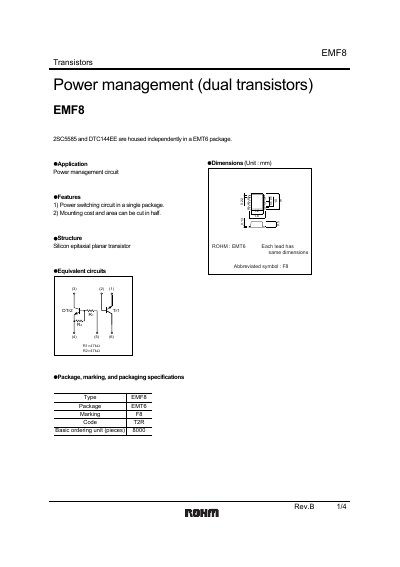 ROHM EMF8 Transistors Datasheet - cover page
