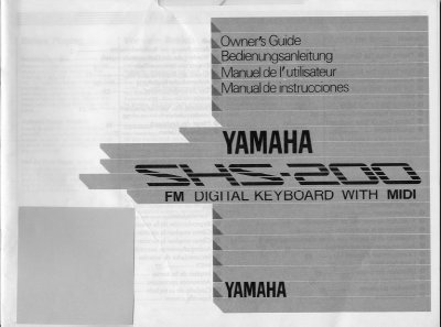 Yamaha SHS-200 Keyboard User Manual - cover page