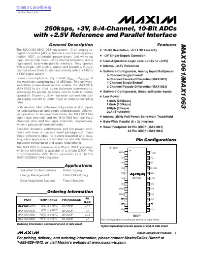 Maxim MAX1061/MAX1063 10-Bit ADC Datasheet - cover page