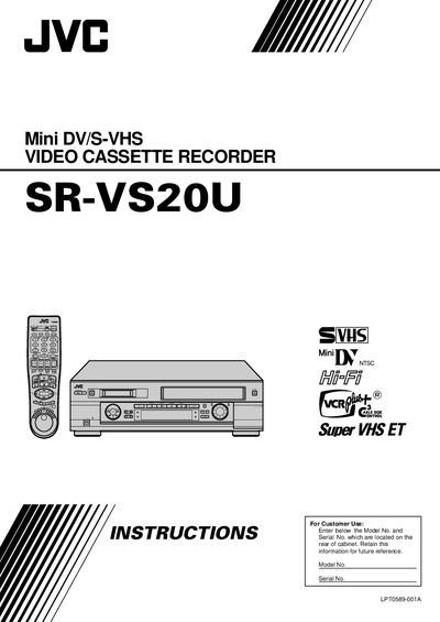 JVC SR-VS20UMini DV/S-VHS Video Cassette Recorder User Manual - cover page