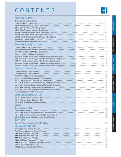 Crystal Units Ordering Guide for DT-26, AT-39, HC-49U, HC-49S, and Other Models - cover page