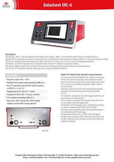 FRANKONIA ERC-6 EMC Test-Systems Datasheet - cover page