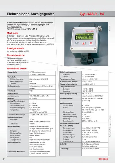 Barksdale UAS 3 - V3 Technical Data Sheet - cover page