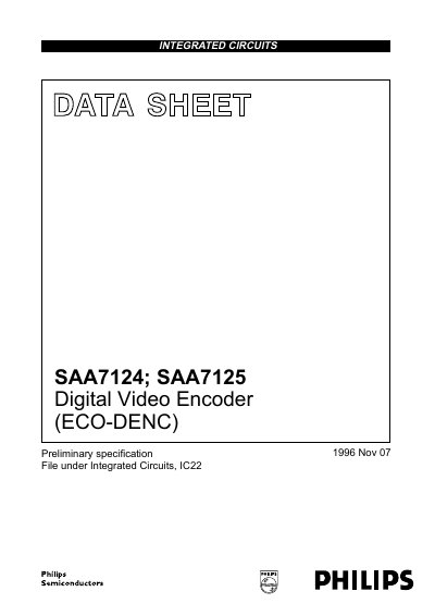 Philips SAA7124 / SAA7125 Digital Video Encoder (ECO-DENC) Datasheet - cover page